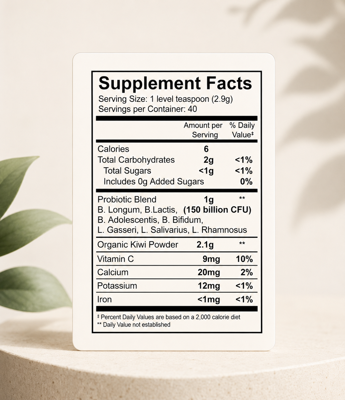 LC-02 Supplement Facts panel